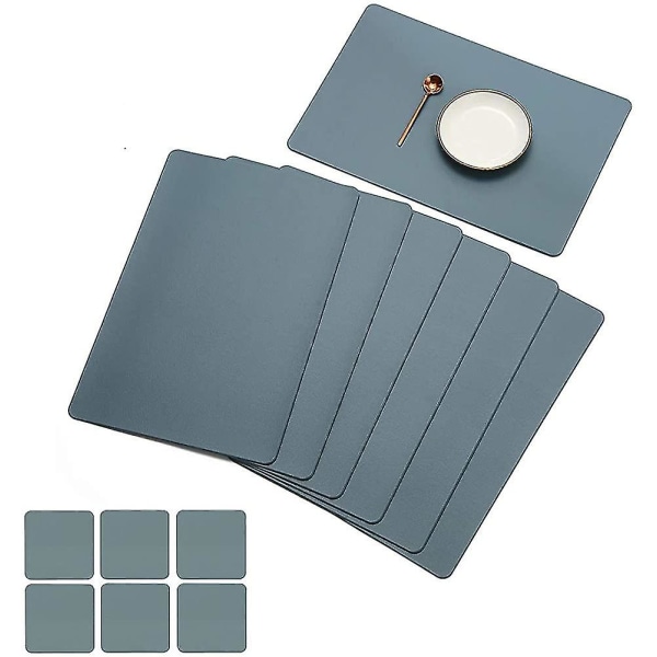 Set med 6 plassmatter og 6 coasters Vaskbare sklisikre PVC varmebestandige plassmatter