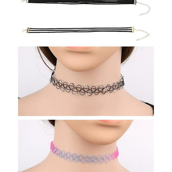 10 stk. Sorte fløyel choker-halskjeder blonder krage for kvinner jenter