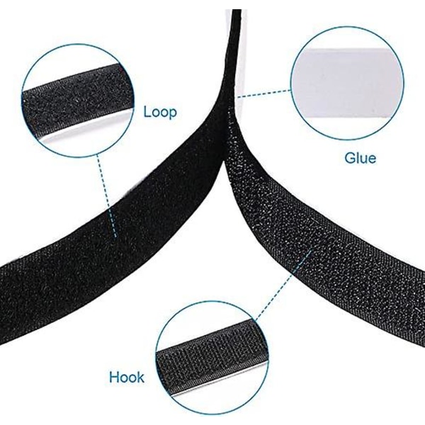 2 st 5 m * 2 cm kardborreband, självhäftande kardborreband med klisterremsa, set med kardborreband