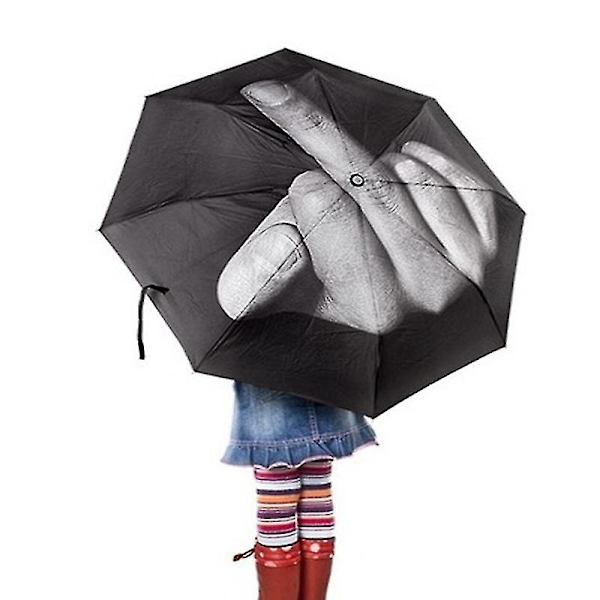 Cool Middle Finger Paraply Regn Kvinnor Paraply Män Vindtät Fällbar Parasol