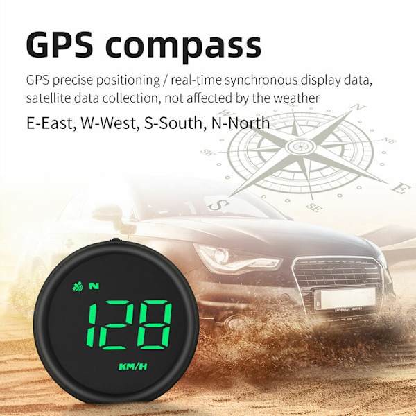 2 stk Universal Car HUD Heads Up Display GPS Speedometer med Spe