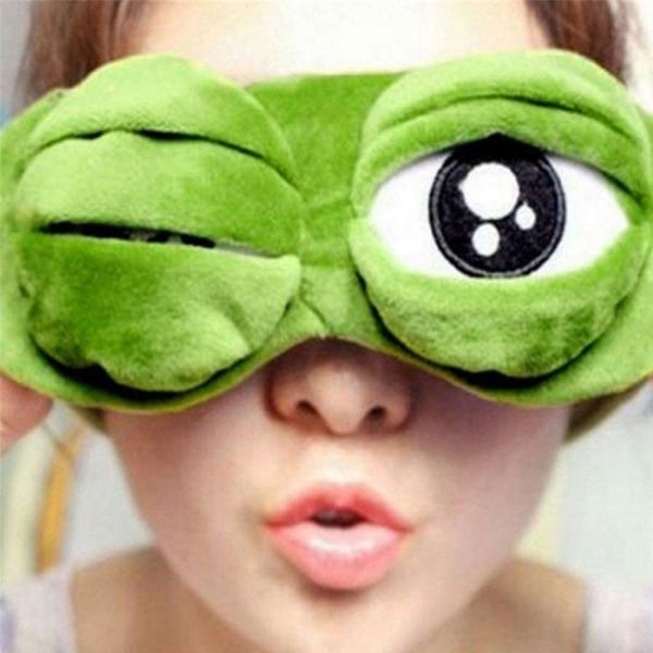 Söt grön groda roliga ögonmasker för vuxna barn rolig ögonbindel med öppna ögon Sovmask groda ögonbindel