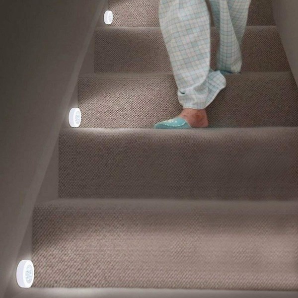 3-pack LED-rörelsesensor nattlampa, PIR-rörelsesensor LED-skåpsbelysning batteridriven trådlös belysning nattlampa med gratis 3m självhäftande P
