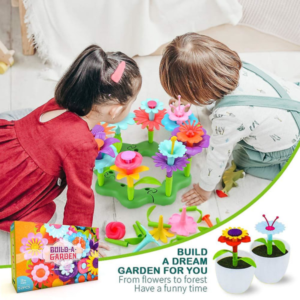 Gör det själv Blommor Trädgårdsbyggnadsleksaker 52 st &amp; 109 st för barn - fantastiska presenter (52 st)