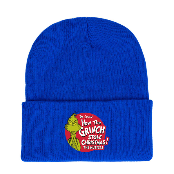 Grön Grinch stickad mössa Grinch stickad mössa Höst vinter print enfärgad c