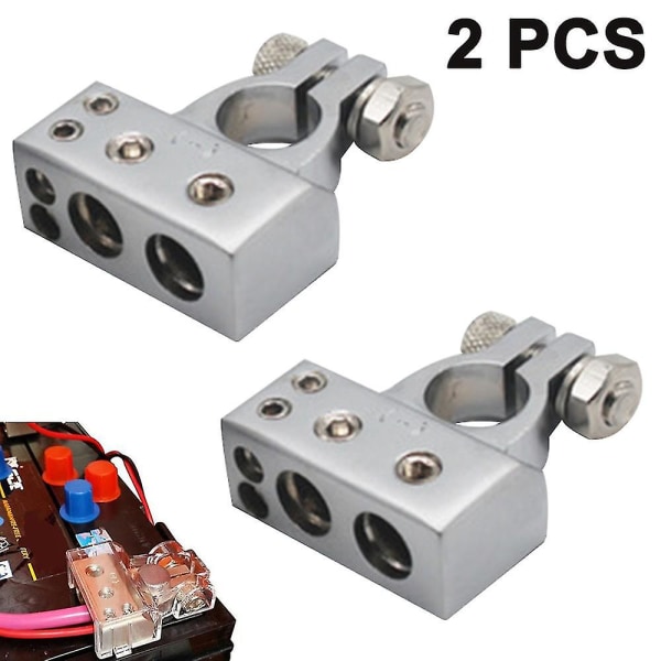 Battery Terminal Connectors Kit Gauge Positive And Negative With Covers Silver