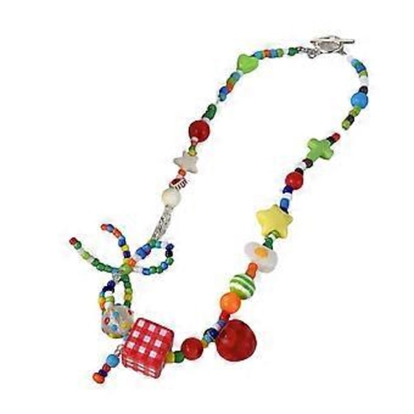 Värikäs helmikaulakoru/rannekoru rusettisolmuke choker tähti- ja omenakoruilla, muotiasuste naisille ja tytöille necklace
