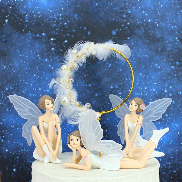 Tinkerbell Figurine för hemmakontor, tårta, bil, bordsdekoration, 3 st