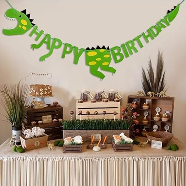 Dinosaur Happy Birthday Banner - Dino Fest Guirlande til Børn