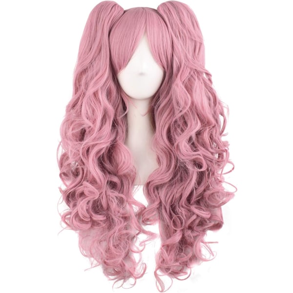 28"/70cm Long Curly Braided Women's Wigs (Pink)