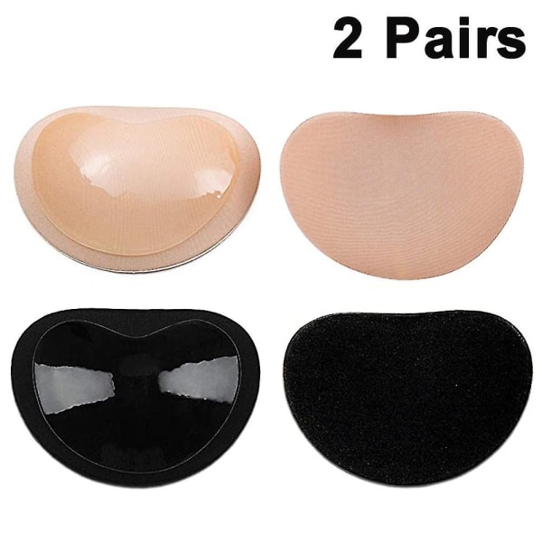 2 Pairs Silicone Bra Inserts Self-adhesive Bra Pads Inserts Removable Sticky Breast Enhancer Pads Breast Lifter For Women（Heart Shape Style）