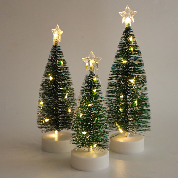 3 st Bordsskiva julgran med ljus Mini konstgjord julgran