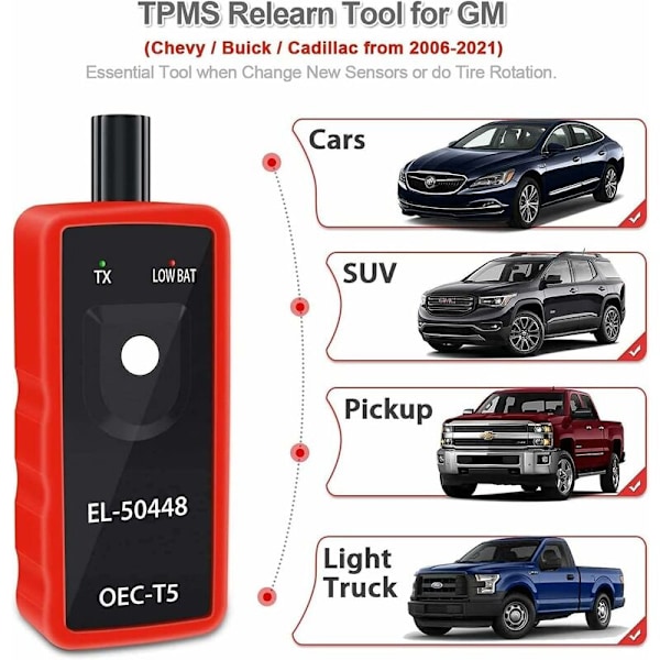 50448 Tpms - Bil Relearn Verktøy - Dekktrykkmonitor - Sensor fo