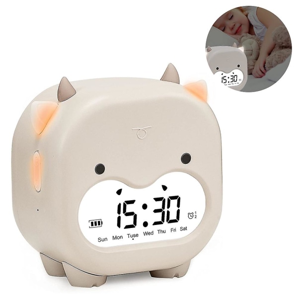 Kids Alarm Clock, Digital Alarm Clock, Rechargeable,LED bedside cartoon alarm clock