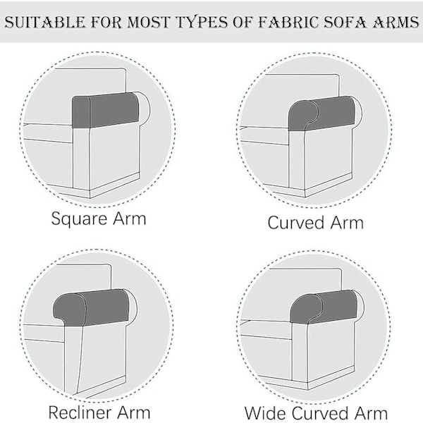 (Svart) Armstödsöverdrag, Set om 4 Stretch Armstöd för Soffa