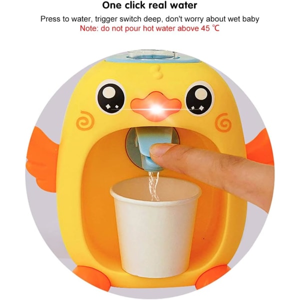 Mini Vatten Dispenser för Barn, Söt Cartoon Anka Simulering Vatten Dispenser Leksak Dricka Vatten Fontän Leksaker för Barn Pojkar och Flickor