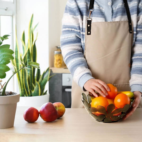 Grøn frugtskål - 10'' x 4,5'' - plast frugtskål, kronbladformet frugtkurv, rustfri, udhulet, dekorative frugtskåle (grøn)