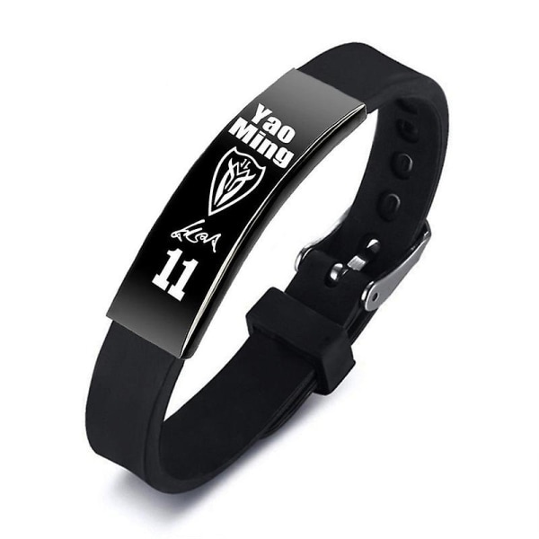 Black Silicone Bracelet Men Basketball Star Bracelet Yao Ming