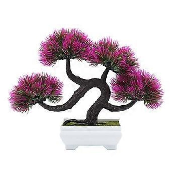 Kunstig potteplante dekor Simulering Bonsai Tre Furu Potte for Hjemmekontor (Rosa)