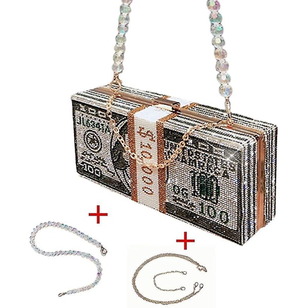 Kvällsväska för kvinnor Kristall Pengar Väska Clutch Dollar Bill Handväska Akryl Box Handväska Hårt case 1