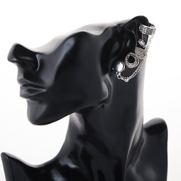 Sølvfarvet Krone Lange Dangle Kæde Kvast Øre Manchetter Øre Vine Wrap Pins Øre Knogle Stud Clip Øreringe