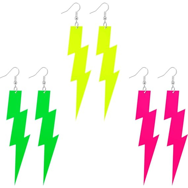 3 par neon 80-tals dinglande örhängen Halloween retro akryl drop Dan