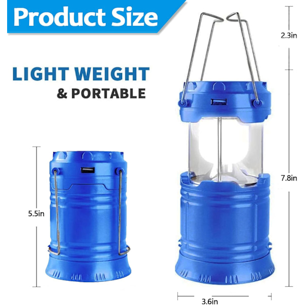 Portabel LED Campinglykta - Ultra Ljus USB Laddningsbar Sola