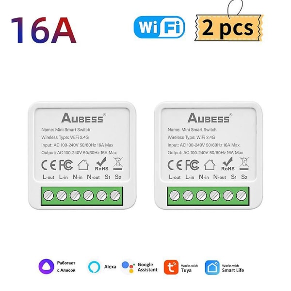 Tuya Mini Wifi og Zigbee bryter Diy 2-veis kontroll timer relé automatisering