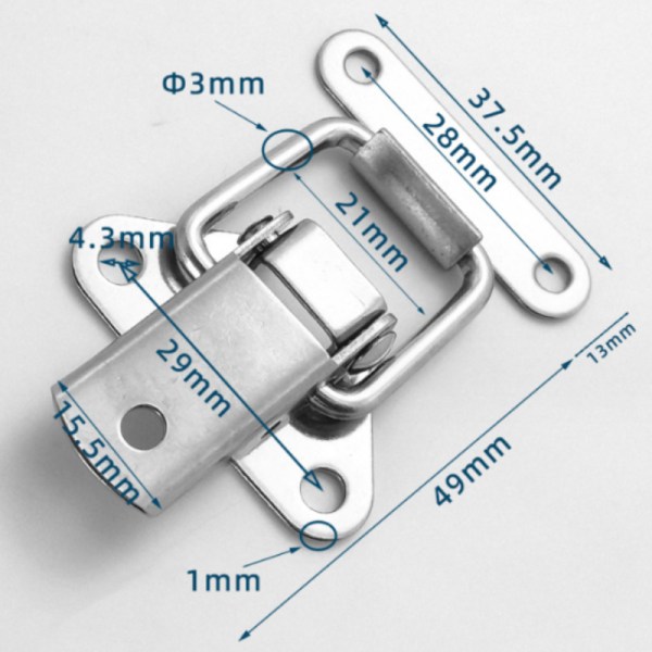 1kpl tarranauha 1mm paksu (49mm pituus), 304 ruostumatonta terästä tarranauha