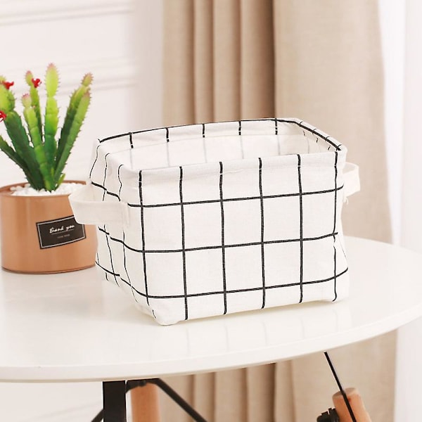 2 st Mini Kvadrat Bomull Linnetyg Förvaringskorg Hem Vattentät Organizer Box Wave Point
