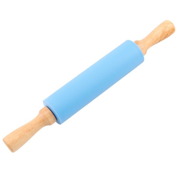 Silicone Non-Stick Rolling Pin, Cover Surface, Wooden Handle, 9 i