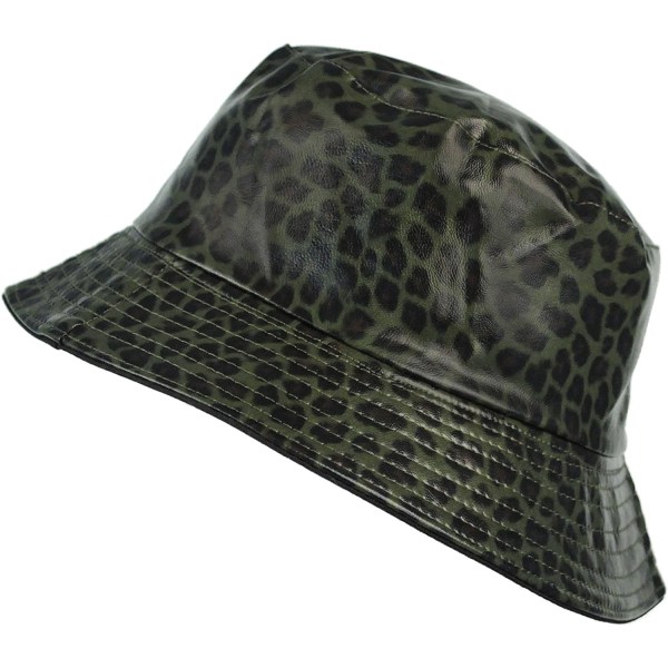 Chapeau de Pluie, Ciré Mat, Imperméable. Imprimé Léopard eller Couleur Unie eller Intérieur Fourré-Vert