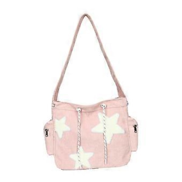 Axelväska Dam Corduroy Crossbody Väska Stilren Påse Portabel Handväska Satchel (Rosa) Pink