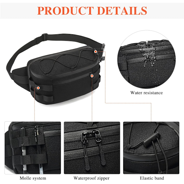 Fanny Pack Military Tactical Vyötärölaukku Molle Monitoimilaukku Wa