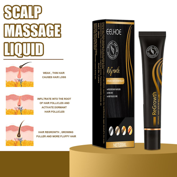 Rollerball Massage Tjockare och växande lösning förbättrar håravfall stärker och förhindrar hår（1pc）