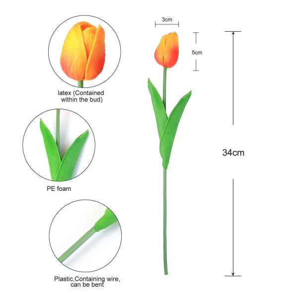 10 stk. Kunstige Blomster Kunstig Blomst Tulipan Latex Material Ægte Touch Til Bryllup Værelse Hjem Hotel Fest Dekoration Og Diy Dekor（20 stk. 12）