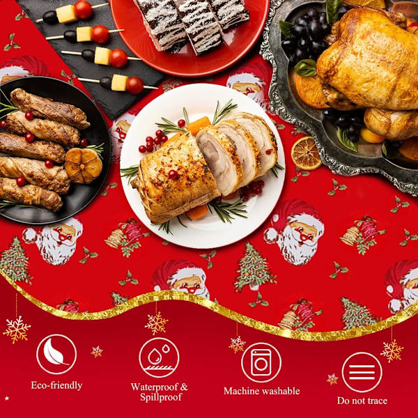 Julduk, Röd Rektangulär Bordduk Festtäcke