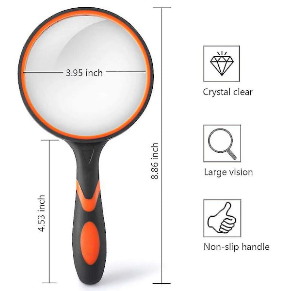 3x forstørrelsesglas, håndholdt læseforstørrelsesglas, 100mm forstørrelsesglas