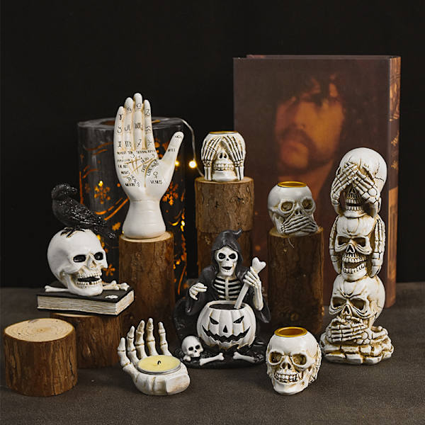 Halloween Ghost Festival palm ljusstake dekoration hantverk harts