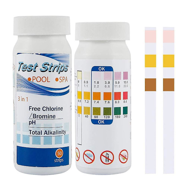 100 stk. teststrimler for boblebad, 3 i 1 teststrimler for basseng, pH-teststrimler for spa, enkle og raske å oppdage vannteststrimler