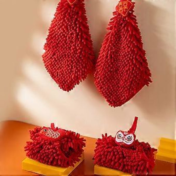 Väggmonterad Torkduk Röd Handduk Absorberande Snabbtorkande Rengöringsduk Kök Badrumstillbehör Chenille Material B
