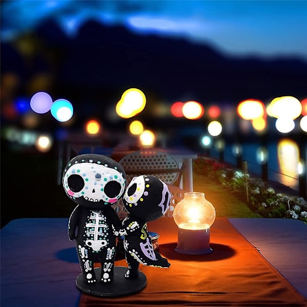 Sukkerskallefigurer, Resin Skeletpar Figur Gotiske Bordplade Ornamenter Håndværk Sukkerskalle Statue Dekoration