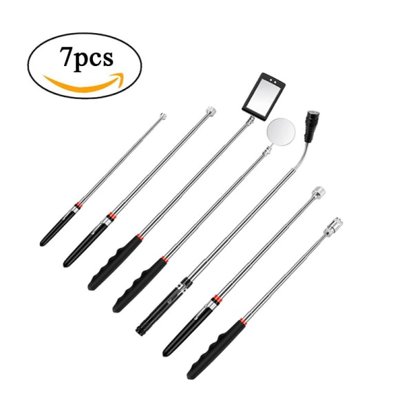 7pcs Stainless Steel Magnetic Retractable Suction Rod Inspection