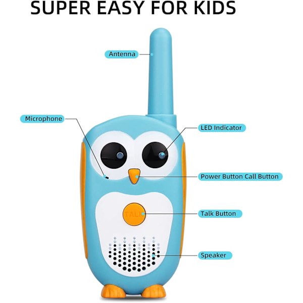 Børne Walkie Talkie, Nemme Ugle Små Legetøj, LED-øjne, 3-5 År Gamle B