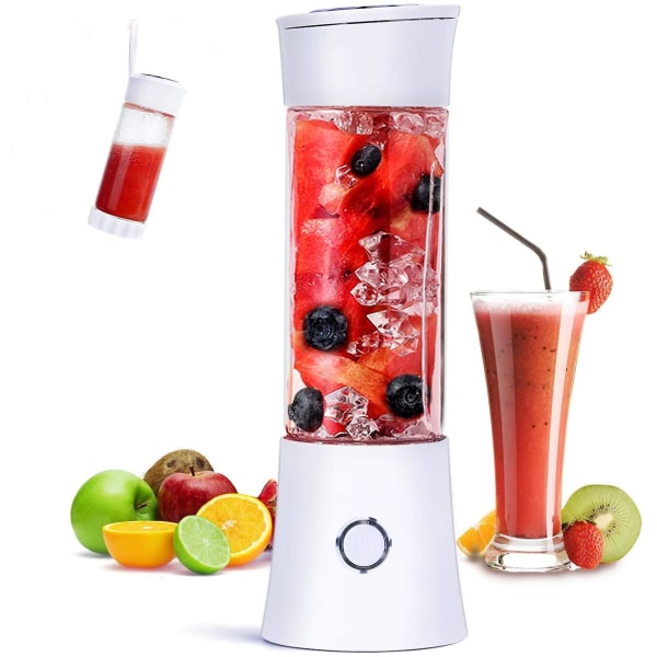 Kannettava tehosekoitin, matkasekoitin smoothie-valmistaja 480 ml USB-ladattava mehumaija 100 W Mini henkilökohtainen hedelmäsekoitin 6 ruostumattomasta teräksestä valmistetulla terällä