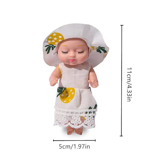 3,5 tum simuleringsdocka leksak mini söt sovande docka prinsessa flickor present (bowlerhatt)