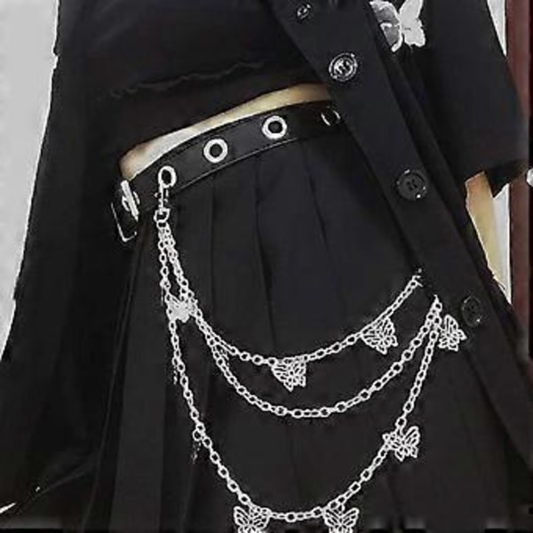 Unisex Punk-tyyliset ketjut housuihin, kestävät ketjut, hip hop -housujen farkkukettinki hummerilukoilla lompakon avaimille