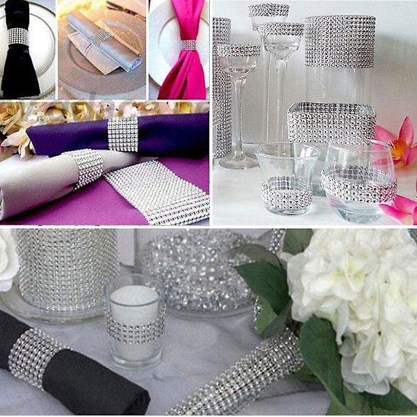 50 stk Serviettringer med Rhinestones, Diamant Serviettholdere, Spenner