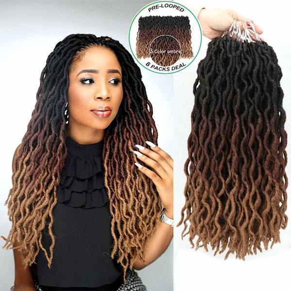 Dirty Braided Crochet Hair Extensions Virkat hår 18 Inch 24 Pi