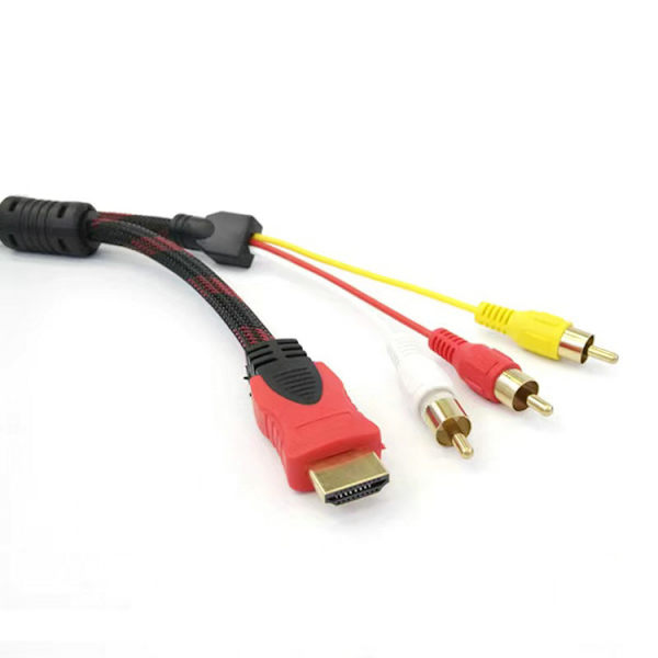 HDMI TIL 3RCA rød hvid gul differentiel kabel med net HDMI TIL AV tv set top box forbindelseskabel forgyldt